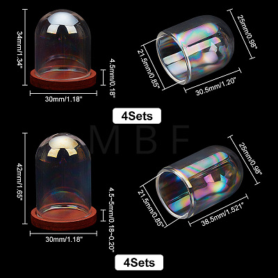   8 Sets 2 Style Iridescent Glass Dome Cover DJEW-PH0001-25-1