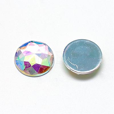 Acrylic Rhinestone Flat Back Cabochons GACR-Q008-18mm-16AB-1