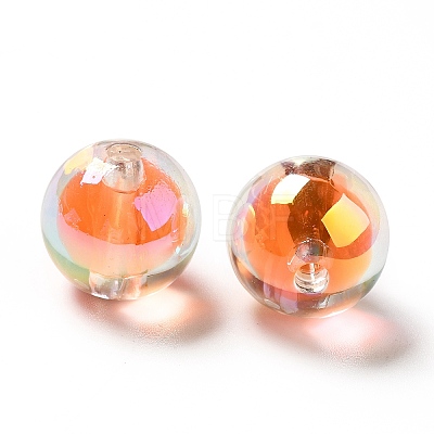 Two Tone UV Plating Rainbow Iridescent Acrylic Beads TACR-D010-03A-04-1