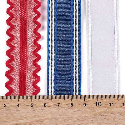 9 Yards 3 Styles Independence Day Polyester & Polycotton Ribbons Sets SRIB-A015-02A-05-1
