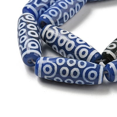 Blue Tibetan Style dZi Beads Strands TDZI-NH0001-B02-01-1