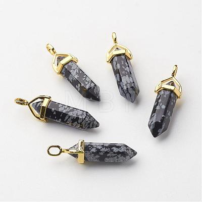 Natural Snowflake Obsidian Pointed Pendants G-G902-A05-1
