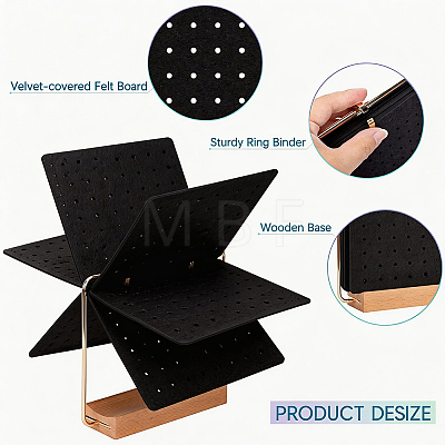 Felt with Iron Display Stands with Wood Base for Brooch ODIS-SC0001-11-1
