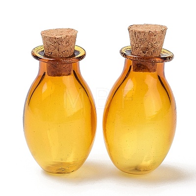 Oval Glass Cork Bottles Ornament X1-AJEW-O032-03A-1