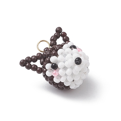Glass Seed Beaded Pendants PALLOY-MZ01131-1