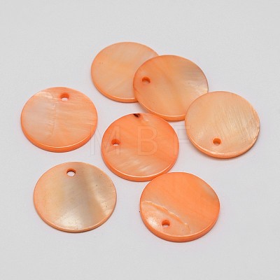 Dyed Natural Flat Round Shell Pendant SHEL-P003-06D-1