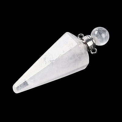 Natural Quartz Crystal Faceted Cone Openable Perfume Bottle Big Pendants G-L524-18P-11-1