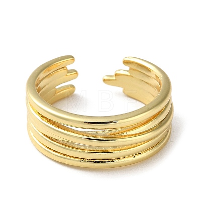 Rack Plating Brass Criss Cross Open Cuff Rings RJEW-K249-03G-1