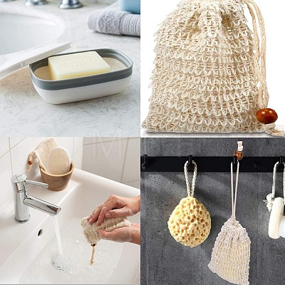 Plastic Soap Container Travel Soap Case Holder Soap Dishes with Linen Soap Bag for Home Bathroom Outdoor AJEW-BC0004-02-1