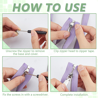 Stainless Steel Zipper Accessories FIND-WH0173-498P-1
