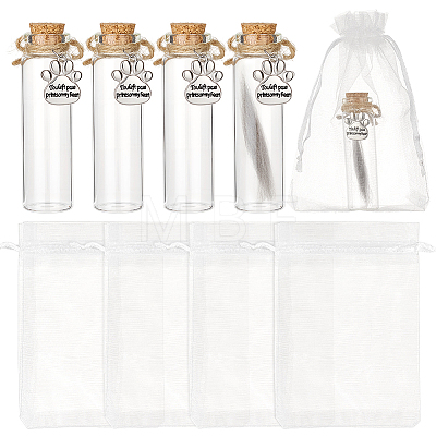 5Pcs Paw Print Glass Bottles AJEW-FG00021-1