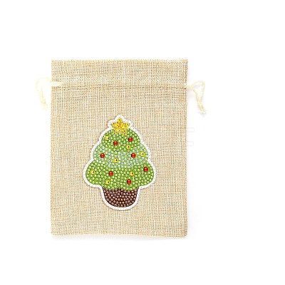 Christmas Theme DIY Diamond Painting Drawstring Gift Bag Kit DIAM-PW0010-72B-10-1