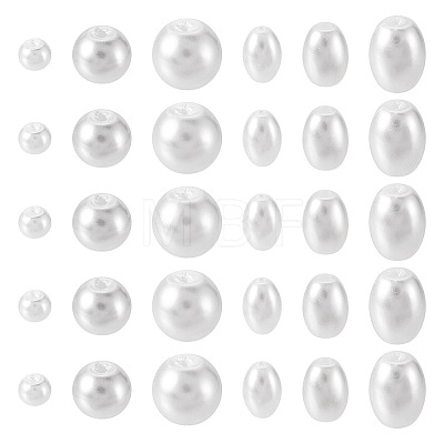 410Pcs 6 Styles Glass Pearl Beads HY-TA0003-04A-1