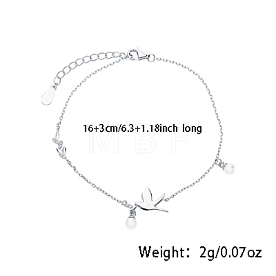 Rhodium Plated 925 Sterling Silver Bird Link Bracelets JG3971-1