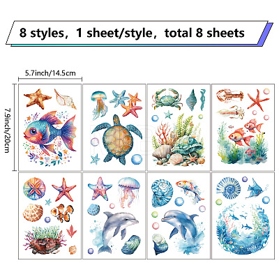 8 Sheets 8 Styles PVC Waterproof Wall Stickers DIY-WH0345-220-1