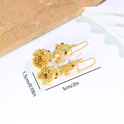 Vintage Ethnic Bell Brass Hoop Earrings LS-VD5879-1