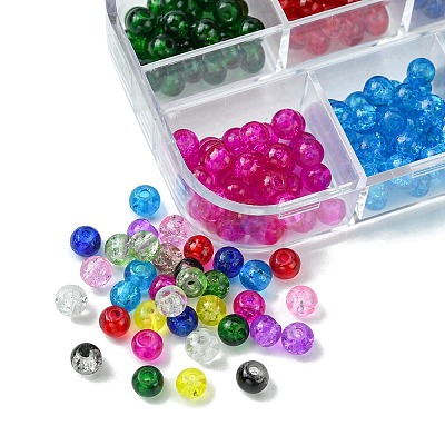 12 Colors Transparent Baking Painted Crackle Glass Beads CCG-FS0001-02B-1