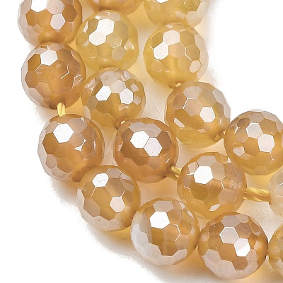 Electroplated Natural Agate Beads Strands G-B191-A07-6mm-08-1