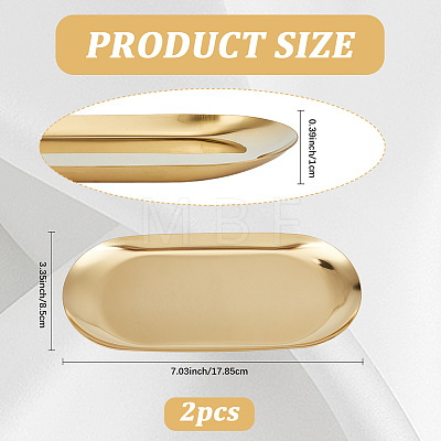 2Pcs Oval 430 Stainless Steel Jewelry Display Plate STAS-CN0001-70G-1