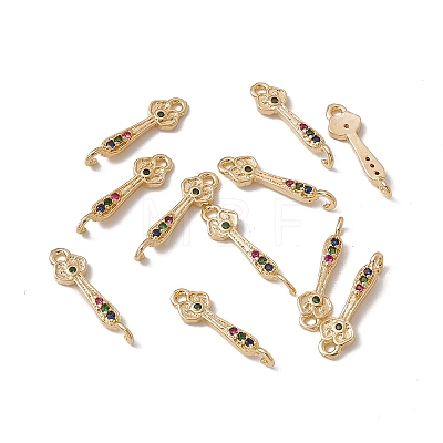 Brass Pave Colorful Cubic Zirconia Connector Charms KK-A171-13G-1