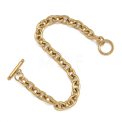 PVD Vacuum Plating 304 Stainless Steel Cable Chain Bracelets BJEW-G618-04G-1