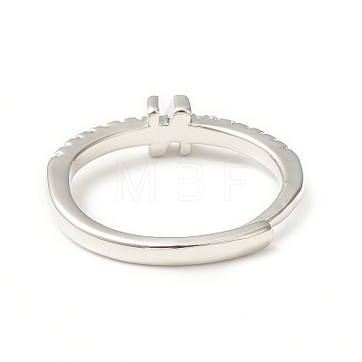 Clear Cubic Zirconia Initial Letter Adjustable Ring RJEW-C052-01P-N-1