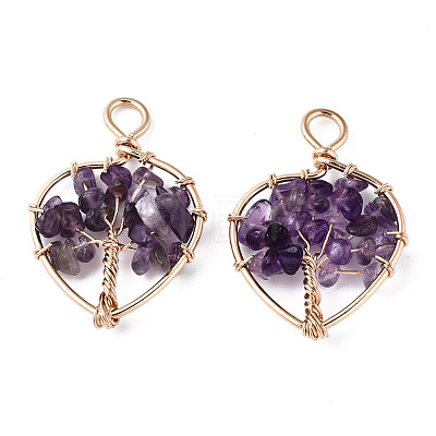 Natural Amethyst Pendants G-T131-97B-09-1