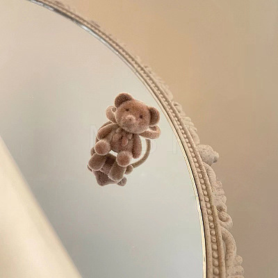 Bear Adjustable Zinc Alloy Flocking Finger Rings for Women FS-WG501E4-01-1