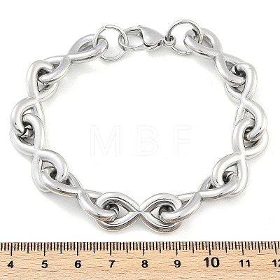 304 Stainless Steel Infinity Link Chain Bracelets for Women Men BJEW-F488-53B-P-1