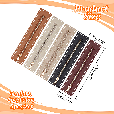 WADORN 5Pcs 5 Colors PU Imitation Leather Purse Zippers PURS-WR0006-91-1