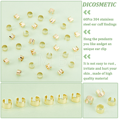 60Pcs 304 Stainless Steel Ear Cuff Findings STAS-DC0009-58-1