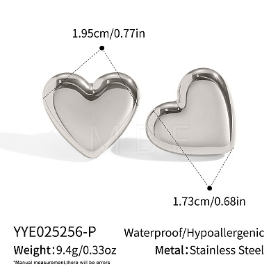 Heart 304 Stainless Steel Stud Earrings AO8083-16-1
