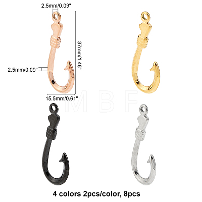 Unicraftale 8Pcs 4 Colors 304 Stainless Steel Hook and S-Hook Clasps STAS-UN0021-47-1