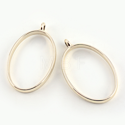 Rack Plating Alloy Oval Open Back Bezel Pendants X-PALLOY-S047-26E-FF-1