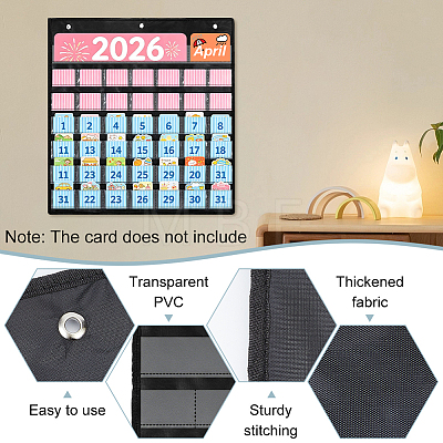 Cloth Monthly Calendar Pocket Chart Wall Hanging Organizer AJEW-WH0880-39-1