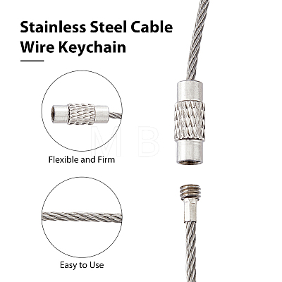 201 Stainless Steel Cable Wire Keychain KEYC-DC0001-08-1