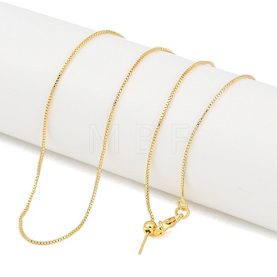 1mm Rack Plating Brass Box Chain Adjustable Slider Necklaces for Women Men MAK-L044-56G-1