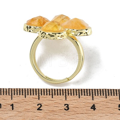 Natural Yellow Quartz Faceted Adjustable Finger Rings for Women RJEW-A092-01G-10-1