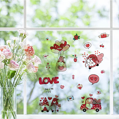 8 Sheets 8 Styles Valentine's Day PVC Waterproof Wall Stickers DIY-WH0345-065-1