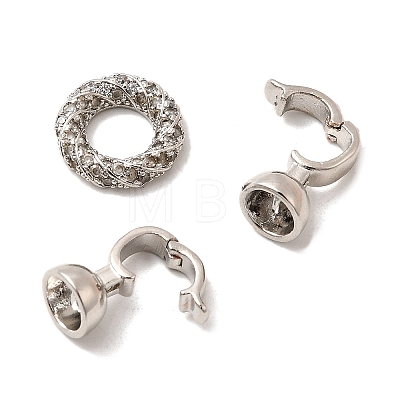 Brass Micro Pave Clear Cubic Zirconia Fold Over Clasps KK-U059-55P-1