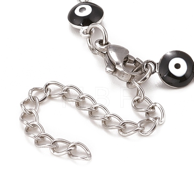 Enamel Oval with Evil Eye Link Chains Bracelet BJEW-P271-04P-03-1