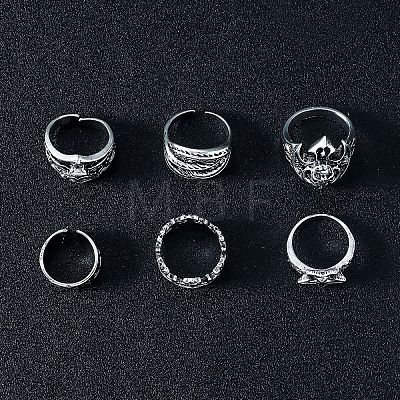 6Pcs 201 Stainless Steel Finger Rings for Men FS-WG288A9-01-1