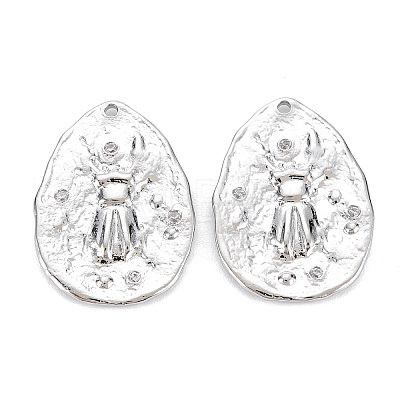 Brass Micro Pave Clear Cubic Zirconia Pendants KK-S356-538P-NF-1