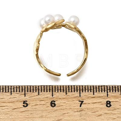 304 Stainless Steel with Imitation Pearl Cuff Open Rings for Women RJEW-Z144-01G-04-1