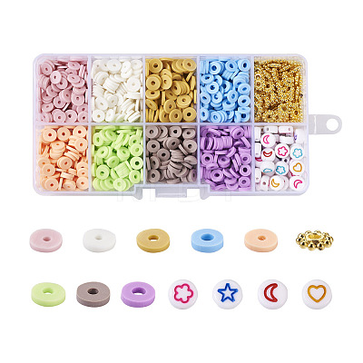 Beadthoven 7790Pcs Flat Round Eco-Friendly Handmade Polymer Clay Beads CLAY-BT0001-01-1