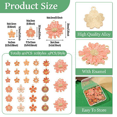 40Pcs 10 Styles Alloy Enamel Pendants ENAM-TA0004-09-1