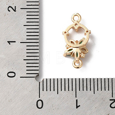 Brass Pave Clear Cubic Zirconia Flower Ring Links Connector Charms KK-C062-044G-02-1