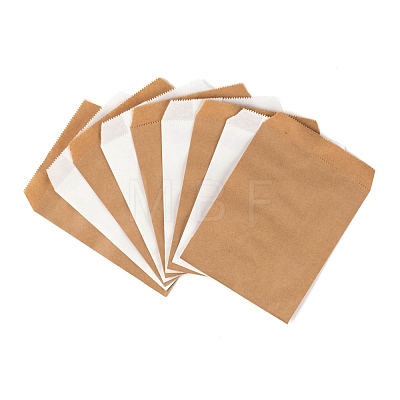 100Pcs 2 Colors White & Brown Kraft Paper Bags CARB-LS0001-04-1