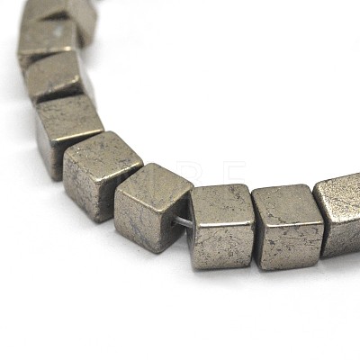Cube Natural Pyrite Beads Strands G-I126-17-3x3mm-1