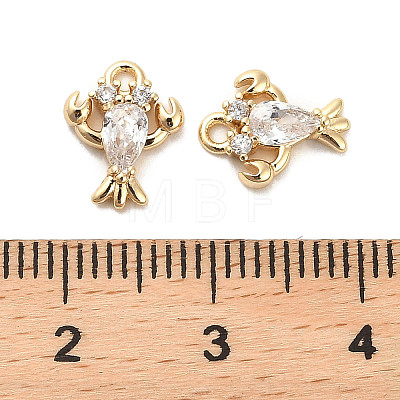 Brass Micro Pave Clear Cubic Zirconia Charms KK-C054-11G-1